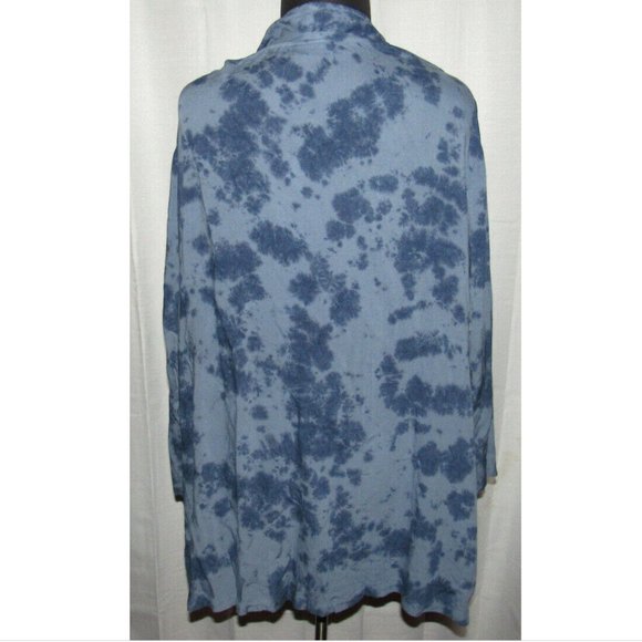 Catherines Women's Blue Tie Dye Long Sleeve Open Cardigan, Pockets, Plus Size 4X - Picture 8 of 10